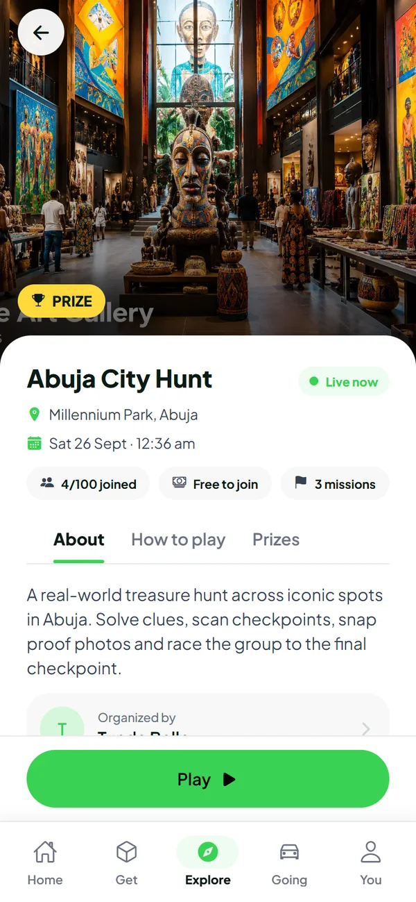 A Hunt with missions and a prize in the GetPady app